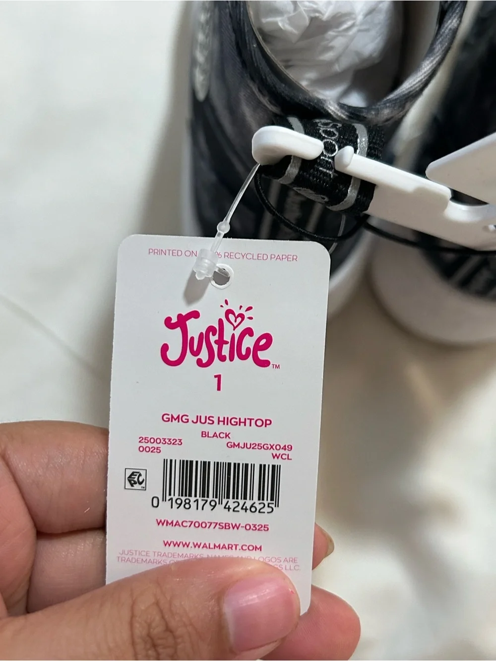 Justice Black High-Top Sneakers (Youth)